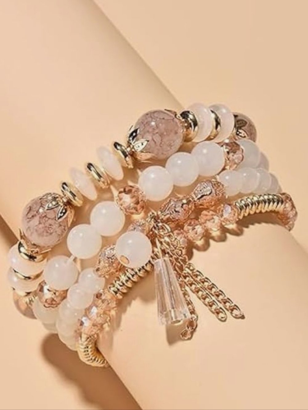 4Pcs Bohemia Multilayer Stackable Beaded Bracelets Set Colorful
